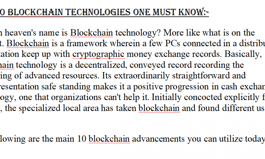 Top 10 Blockchain Technologies one must know